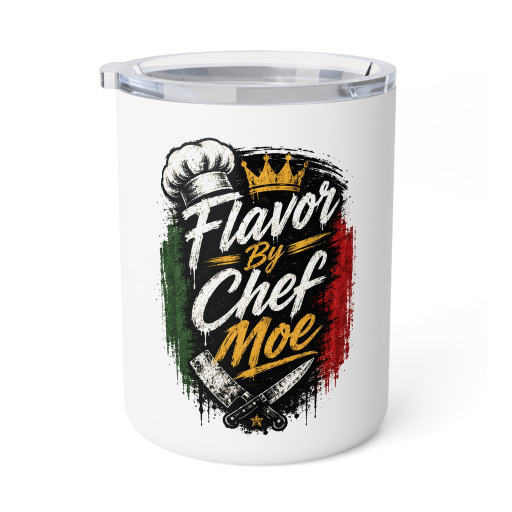 Insulated Coffee Mug - "Flavor By Chef Moe" Italian Chef Design, 10oz Travel Tumbler