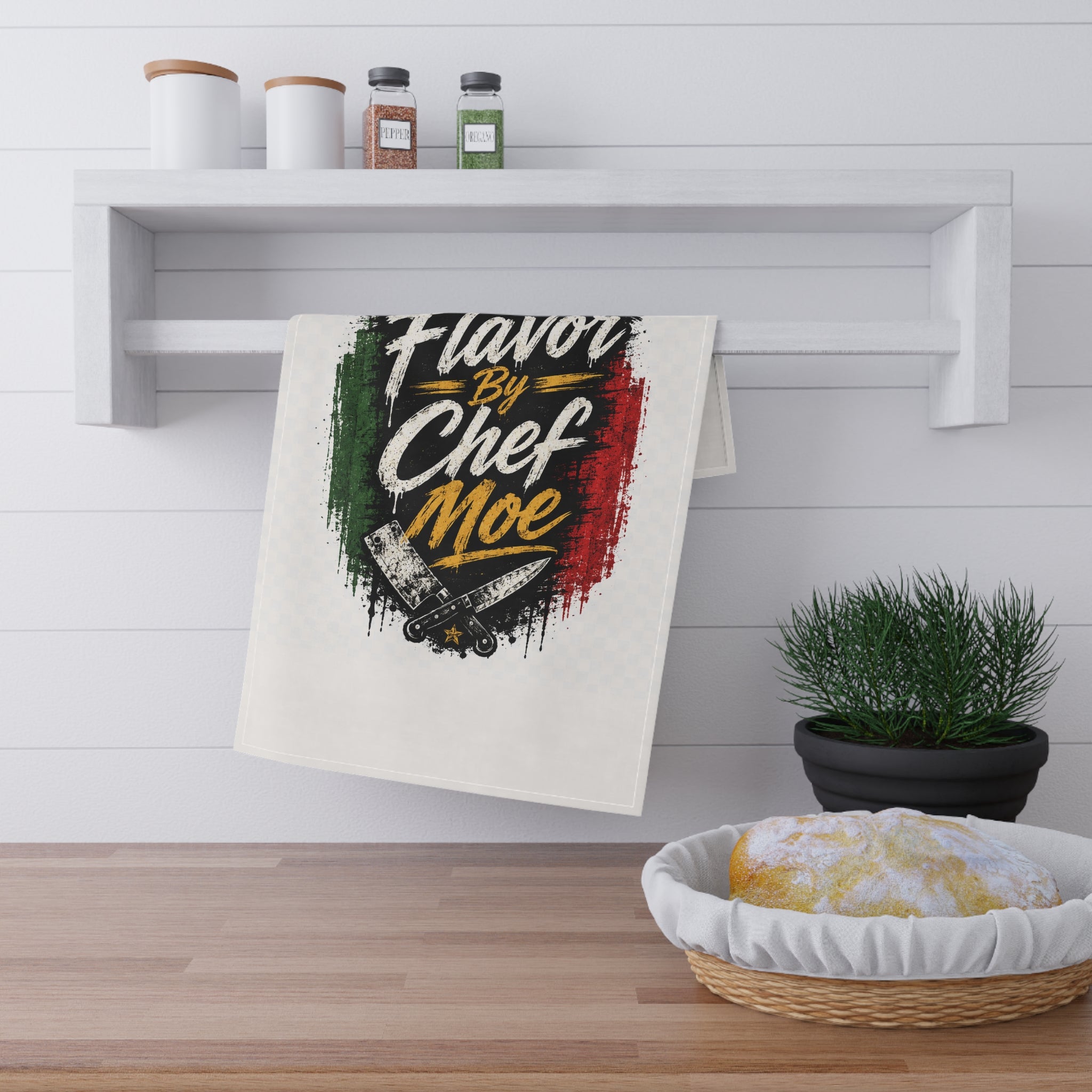 Tea Towel - "Flavor by Chef Moe" Italian Kitchen Cotton Tea Towel