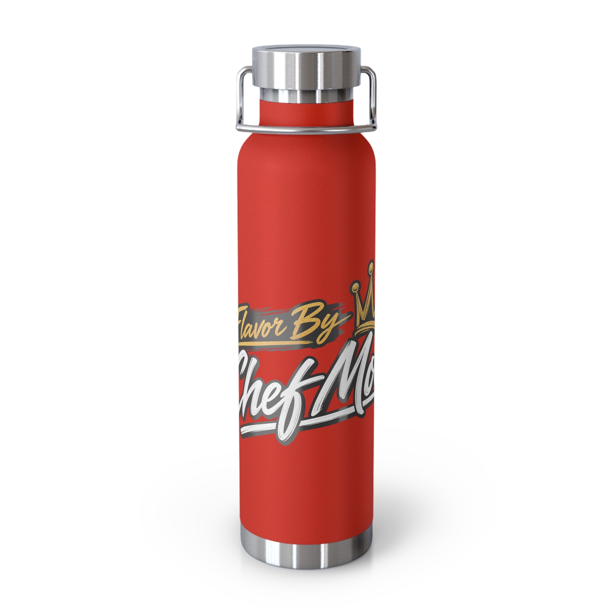 Chef Mom Stainless Steel Insulated Water Bottle – 22oz Copper Vacuum Flask with "Flavor By The Chef Mom" Design