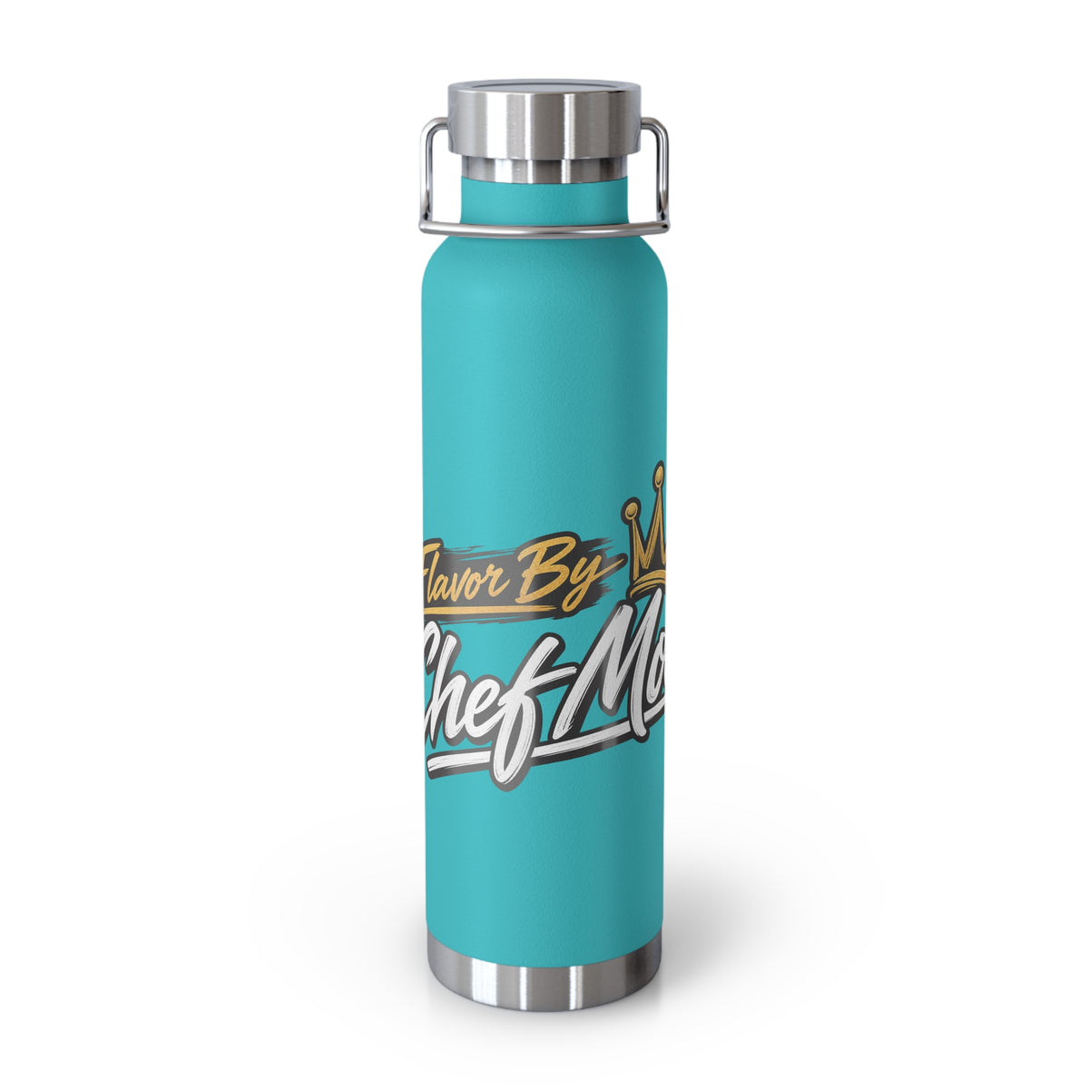 Chef Mom Stainless Steel Insulated Water Bottle – 22oz Copper Vacuum Flask with "Flavor By The Chef Mom" Design