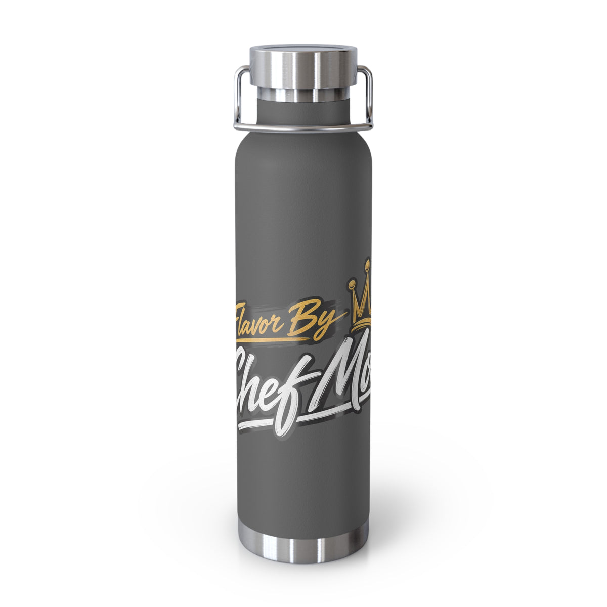 Chef Mom Stainless Steel Insulated Water Bottle – 22oz Copper Vacuum Flask with "Flavor By The Chef Mom" Design